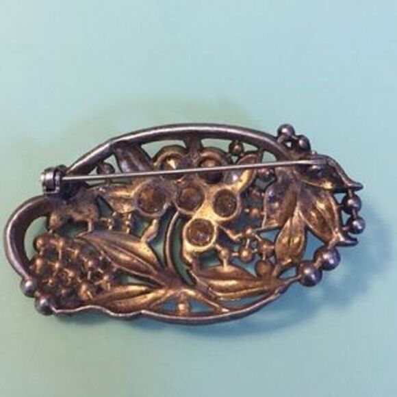 Vintage blue and bronze pin - Picture 2 of 3